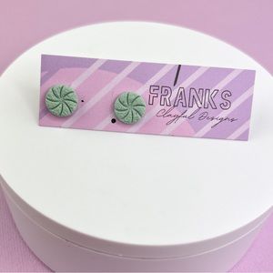 Green Candy Handmade Polymer Clay Small Stud Earrings